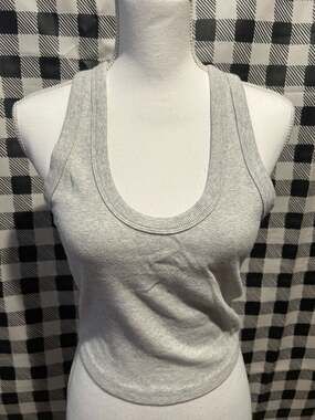Abercrombie & Fitch Soft A&F Essentials Ribbed Scoop Neck Tank Heather Grey